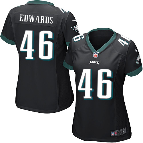 Women's Elite Herman Edwards Nike Jersey Black Alternate - #46 NFL Philadelphia Eagles